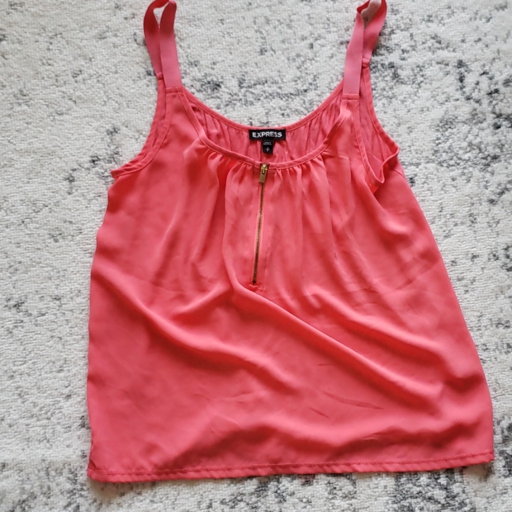 Coral zip tank top